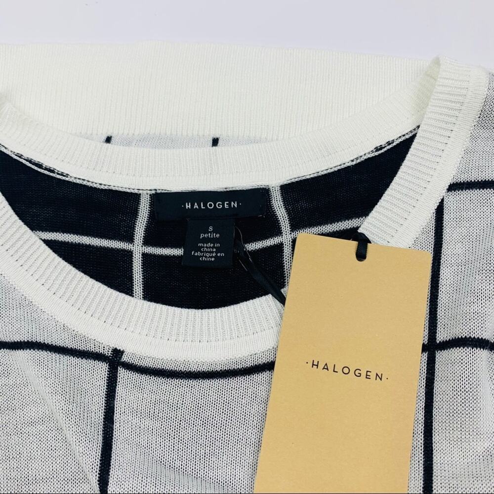 Halogen White & Black Box Striped Sweater Vest - Picture 9 of 10